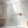 Fluted Curved Shower Screen 1200 x 2000mm Brushed Brass - LHS