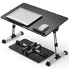 Adjustable Laptop Bed Table with Foldable Legs - Black