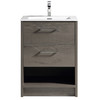 Vogue Fremont Floor Vanity 600mm Dracula Oak with Artificial Marble Sigma Top