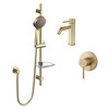 Vogue Linear Brushed Brass Tapware Combo