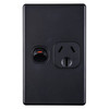 Slimline Single Power Point Black 15A - Vertical