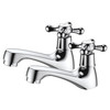 Vogue Vanity Basin Pillar Tap Pair Chrome Cross Handle