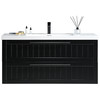 Vogue MILANI Wall Vanity with Stone Resin Omega Top Black 1200mm