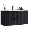 Soho Fluted Wall Vanity with Arc Top 800mm - Matte Black