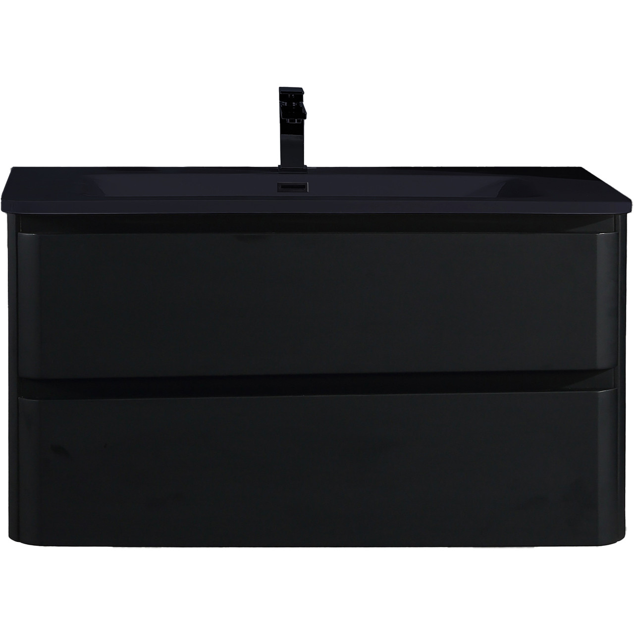 Vogue Edge Black Wall Vanity with Black Stone Resin Top 1000mm