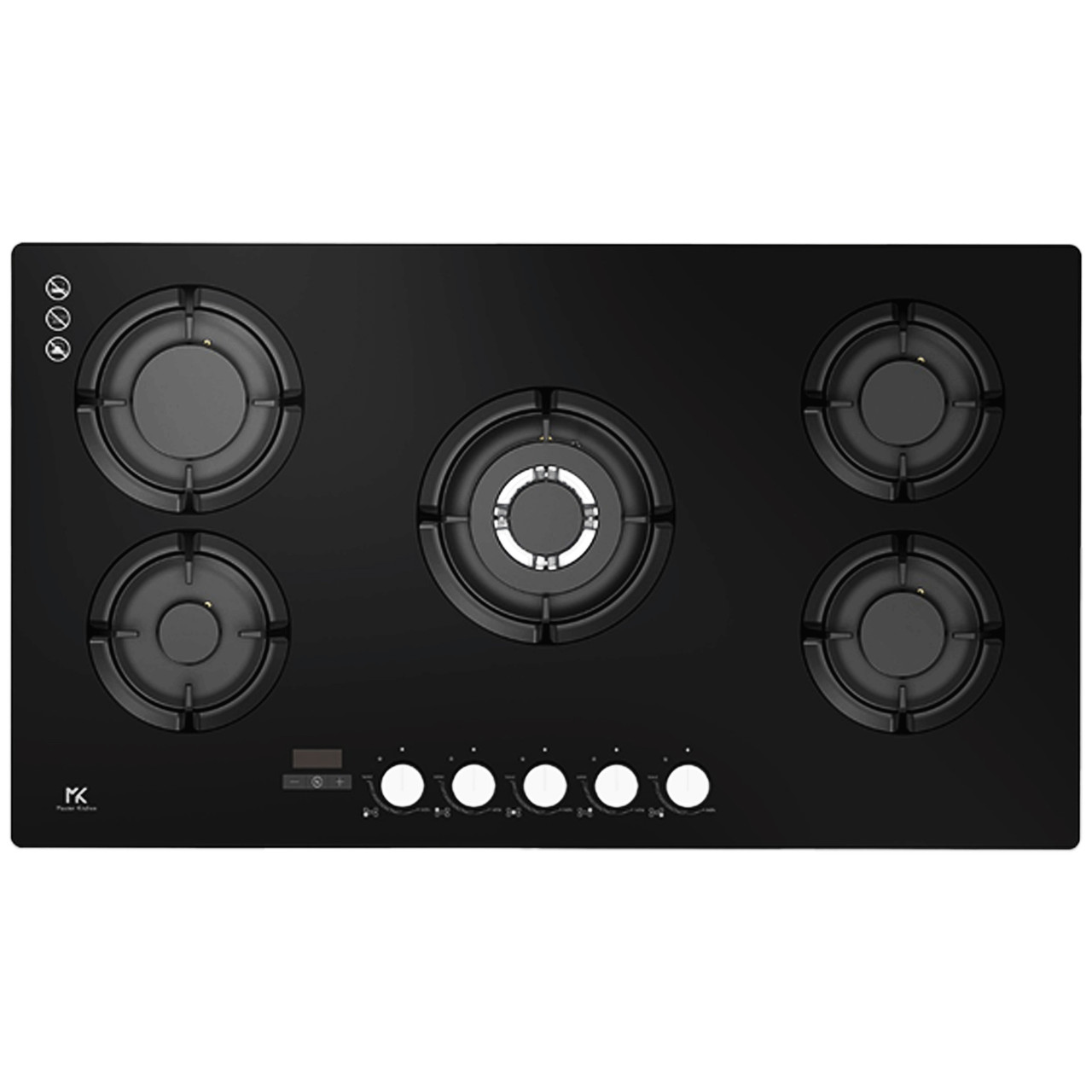 Master Kitchen Gas Cooktop Black Glass with Timer 90cm Trade Depot