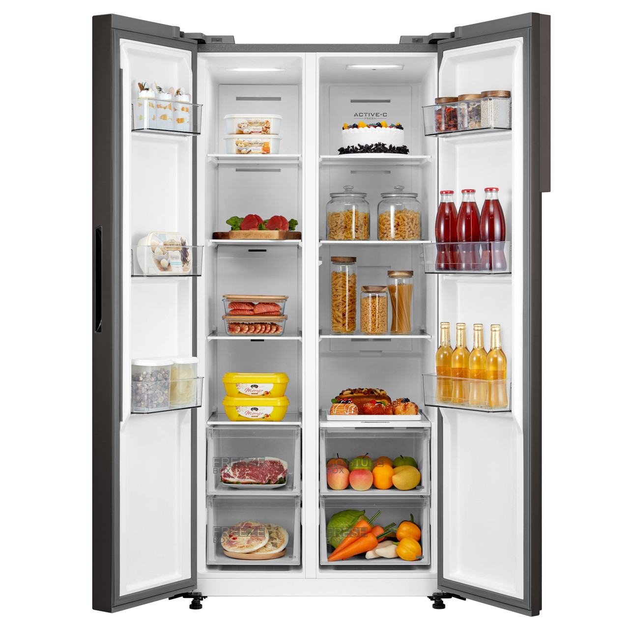 Midea 482L SidebySide Fridge Freezer Black SS Trade Depot