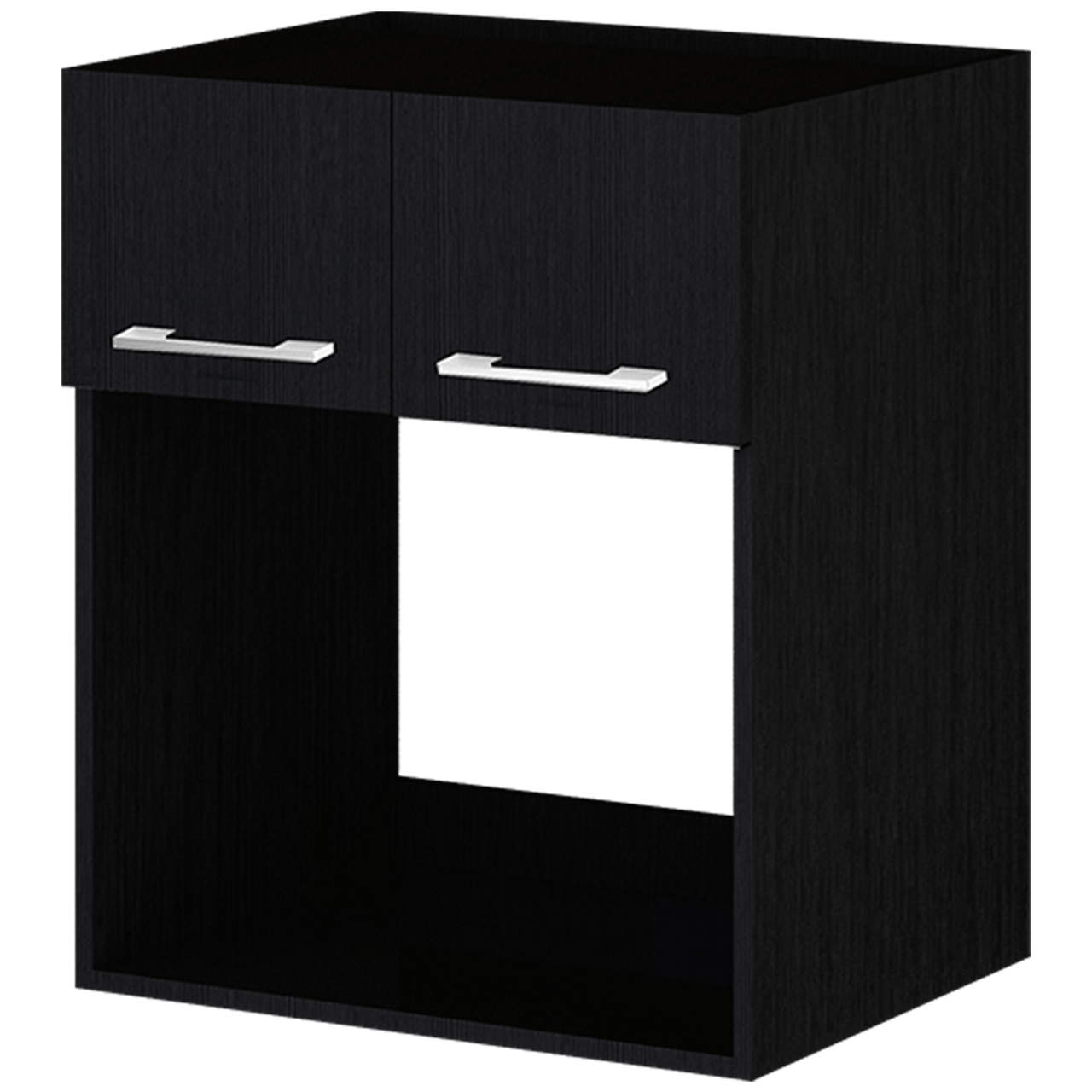Rebon Kitchen Wall Microwave Cabinet 600mm Black Woodgrain - Trade Depot