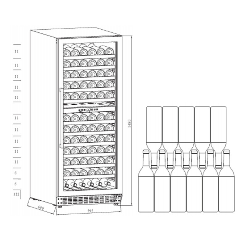 Vogue 320L Dual Zone Wine Cooler Black Glass Trade Depot
