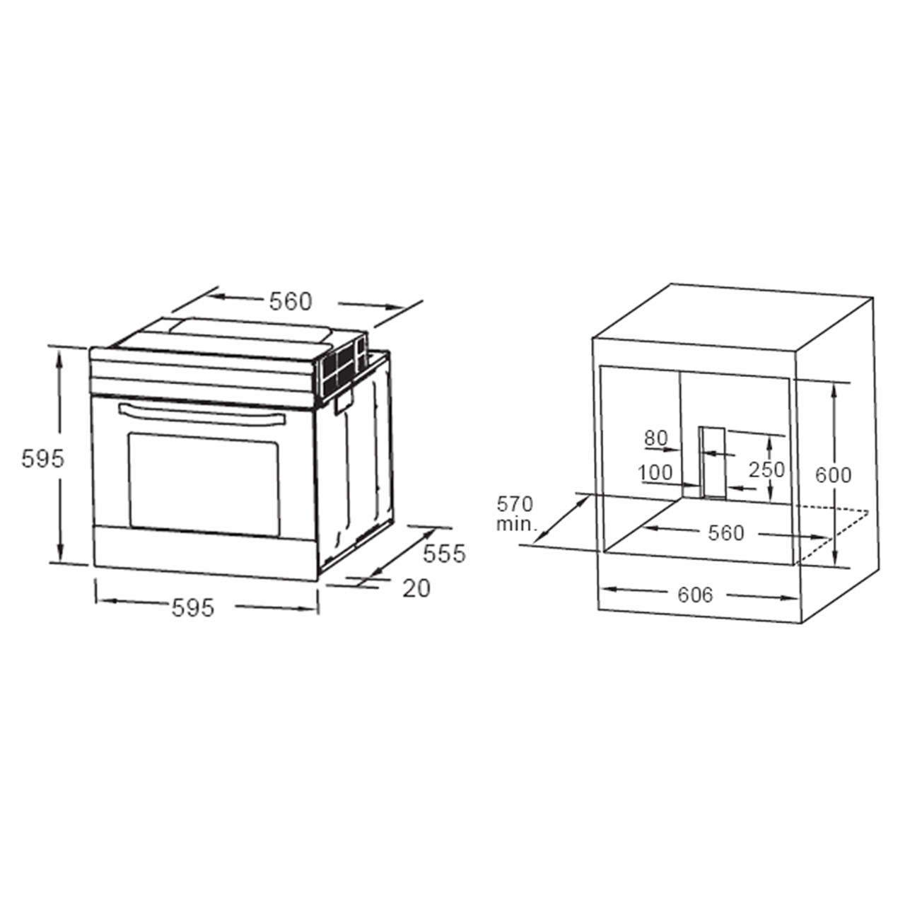 Vogue Pyrolytic Wall Oven 60cm 10 Function Black Glass Trade Depot
