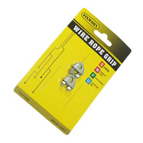 Fixworx Wire Rope Grip Zinc Plated 3mm - Pack of 2 - Trade Depot