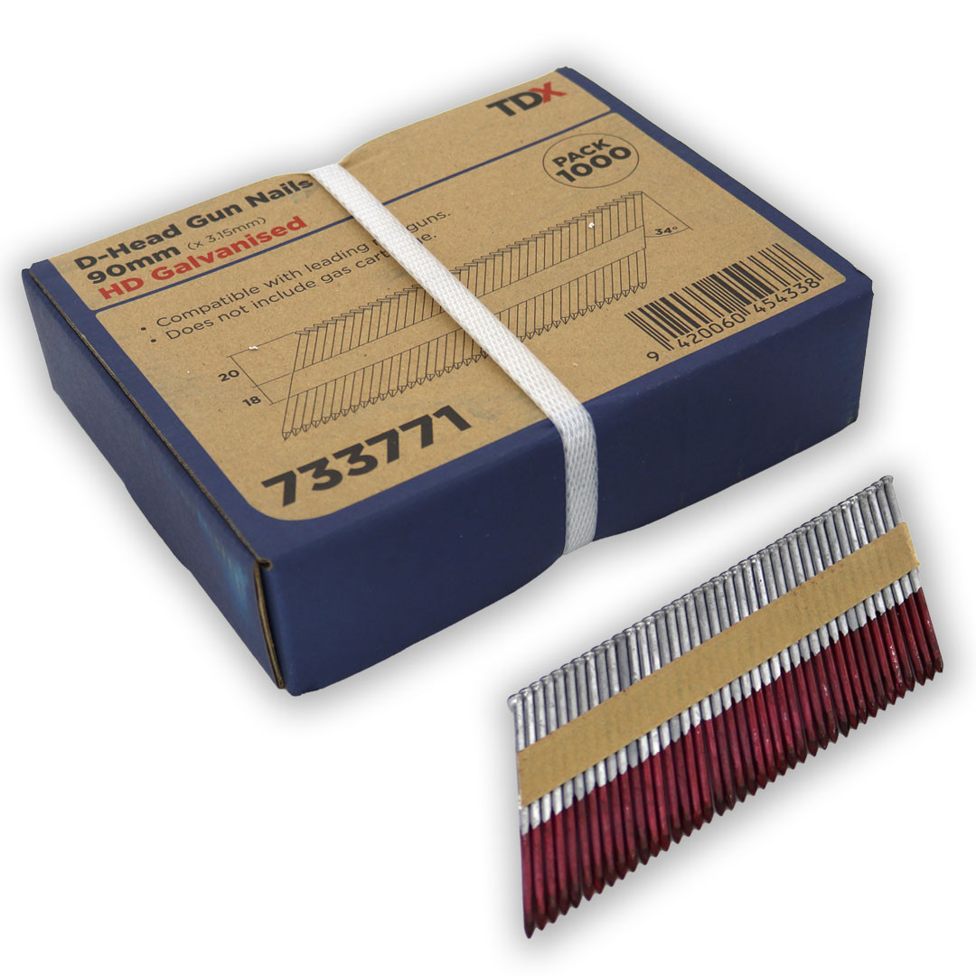 Framing Gun Nails 90mm Smooth HDG 1000 Pack Trade Depot