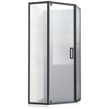Framed 900mm Black Shower with Corner Waste - Diamond