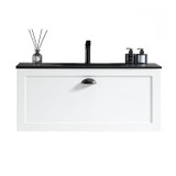 Weir Wall Vanity with Matte Black Classic Top 750mm - Moonlight White