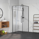Framed 900mm Black Shower with Corner Waste - Square