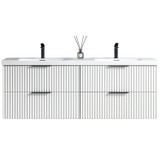 Soho Fluted Wall Vanity with Omega Top 1600mm - Moonlight White
