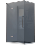 Alpha 1200mm Gunmetal Shower with Corner Waste and Black Tinted Glass - LHS