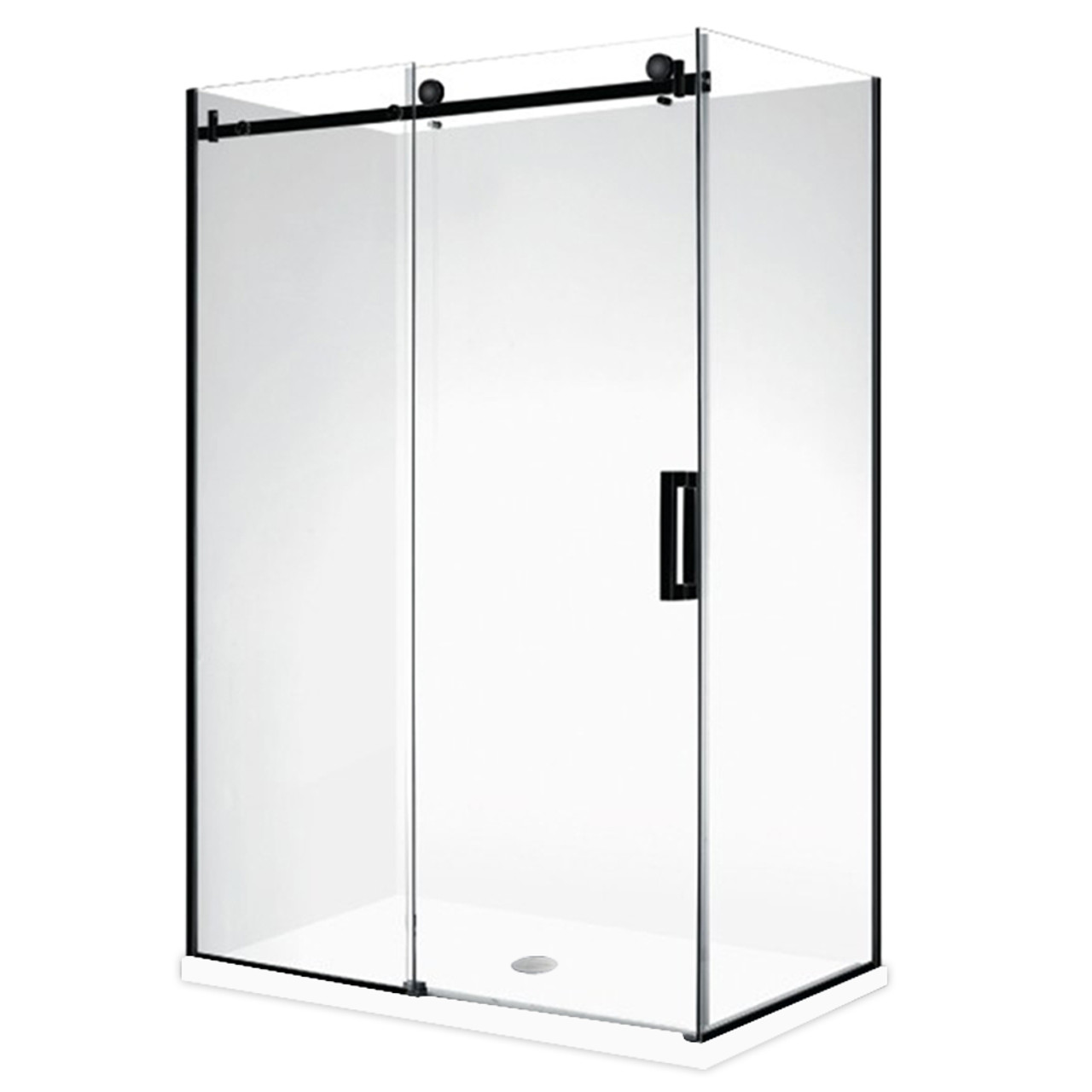 Vogue Avalon 1200x900mm Black Frameless Rectangle Left Hand Shower