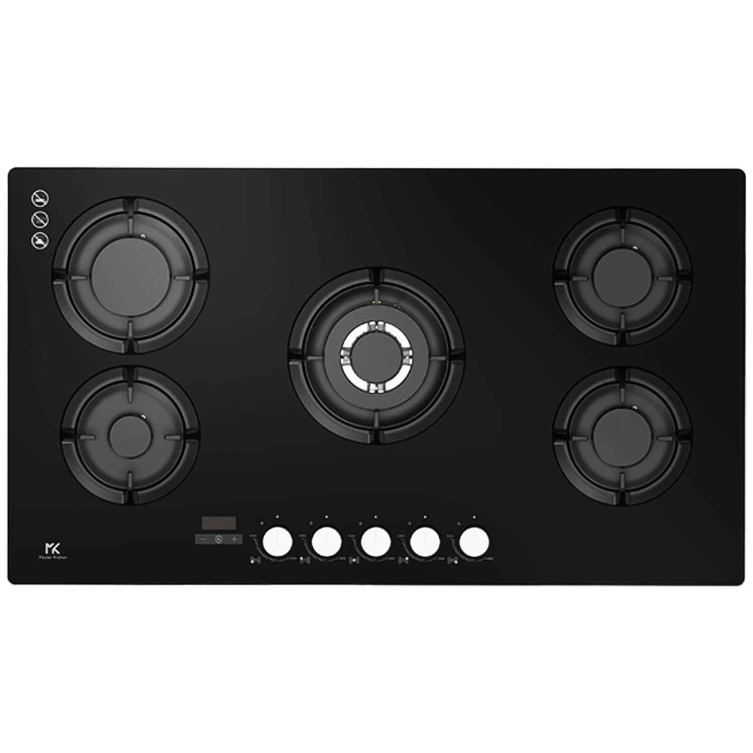 Master Kitchen Gas Cooktop Black Glass with Timer 90cm Trade Depot