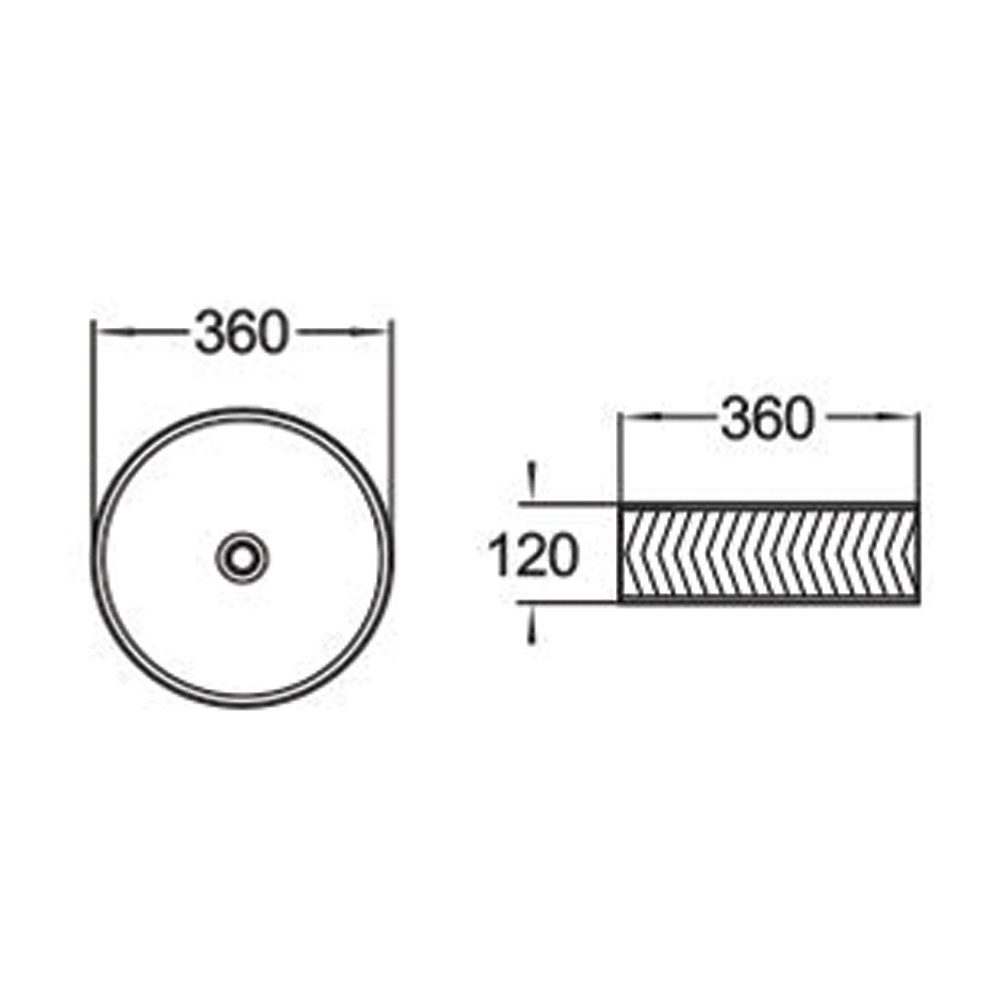 Vogue Vessel Basin with Stripes Glossy White 400mm Trade Depot