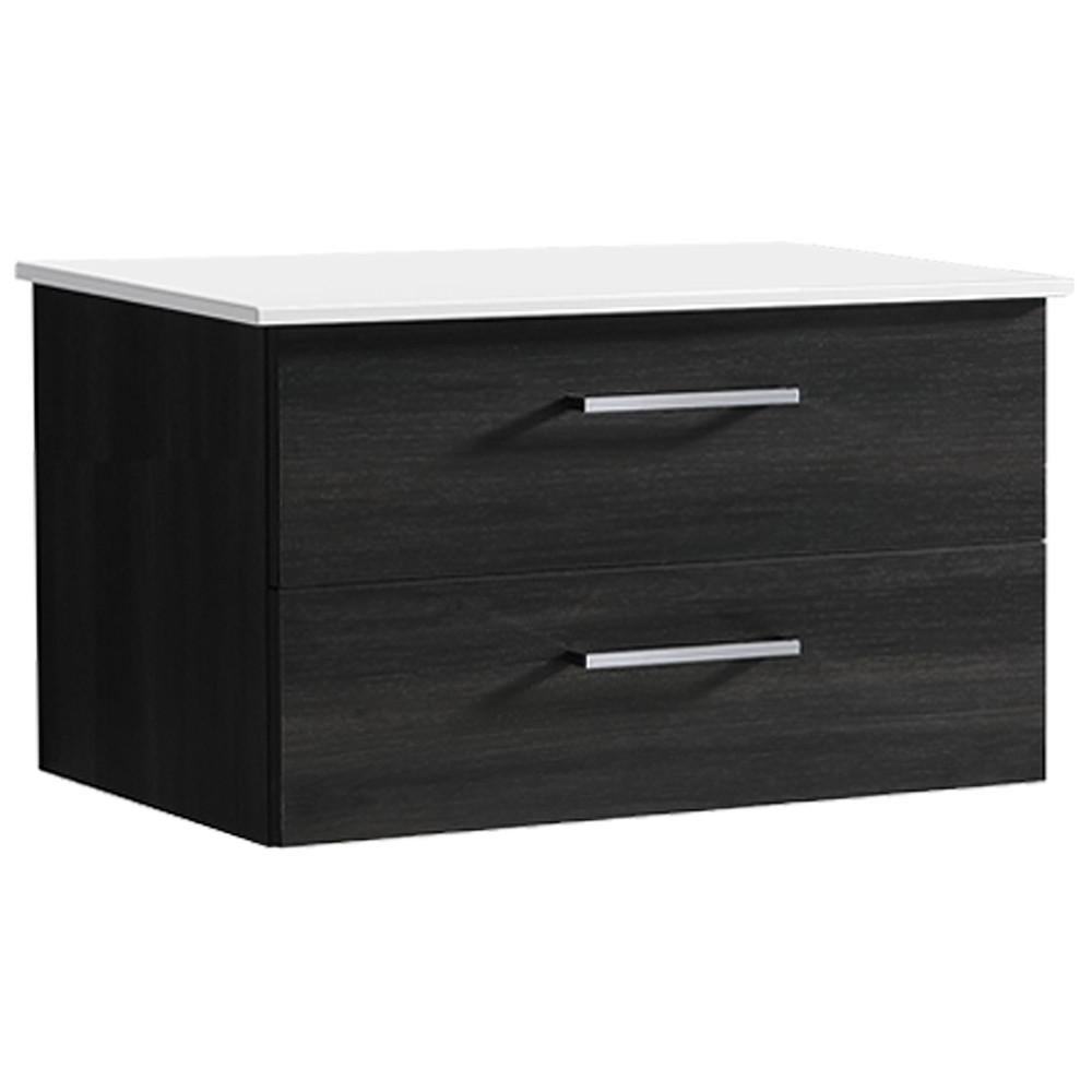 Vogue Novo Wall Vanity Black Woodgrain with White Countertop 900mm