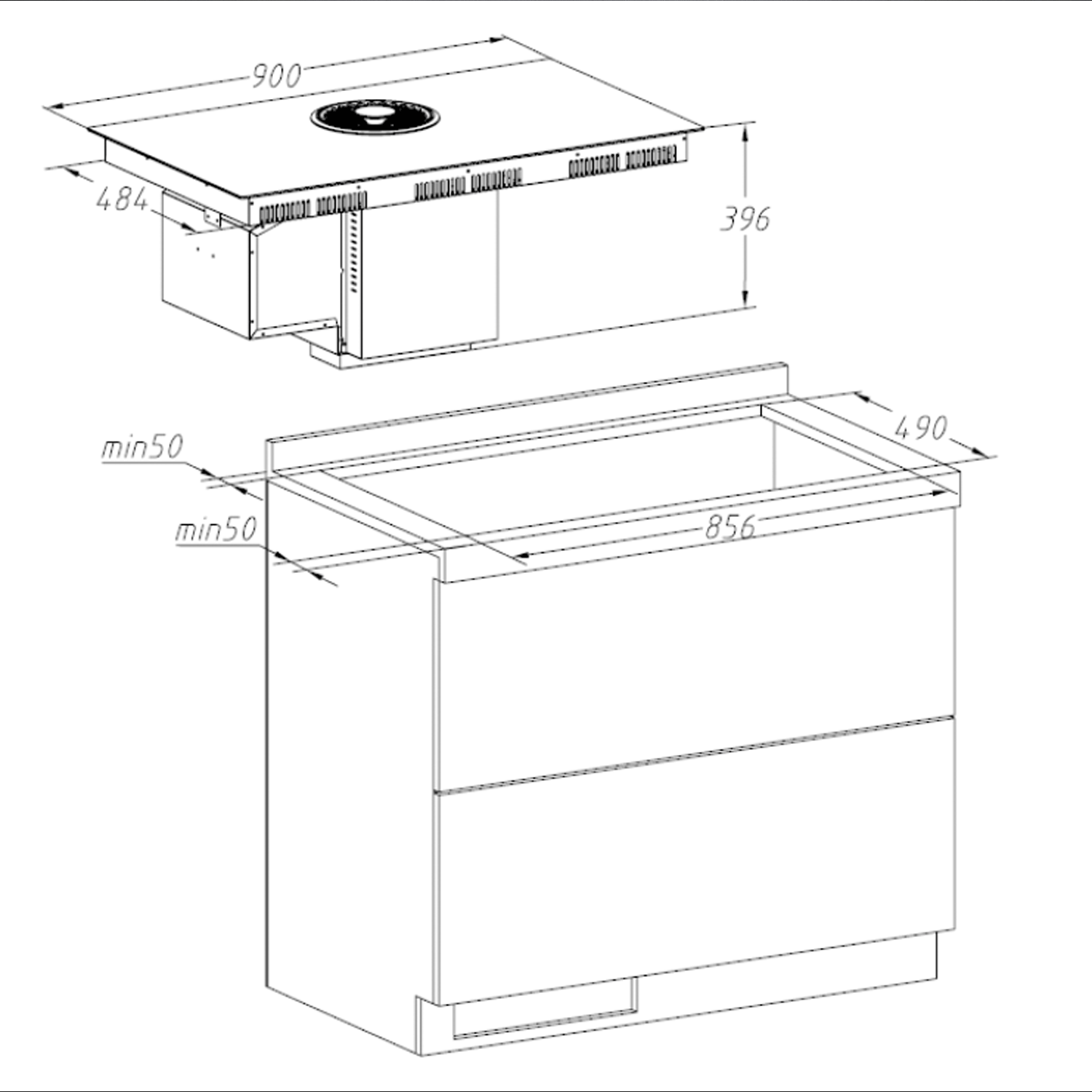VOGUE Induction Cooktop with Integrated Rangehood 900mm Trade Depot