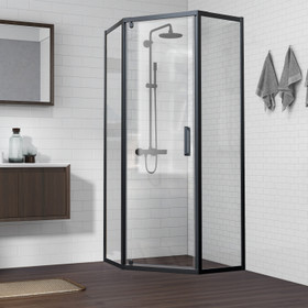 Framed 900mm Black Shower Door Kit Only - Diamond