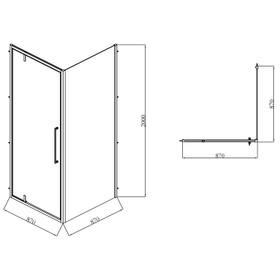 Framed 900mm Gunmetal Shower Door Kit Only - Square Framed 900mm Gunmetal Shower Door Kit Only - Square