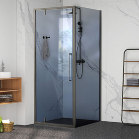 Semi-Framed 1000mm Gunmetal Shower Door Kit Only - Square