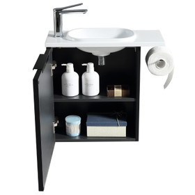 Noe Wall Vanity With Top and Holder 440mm - Matte Black Noe Wall Vanity With Top and Holder 440mm - Matte Black