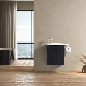 Noe Wall Vanity With Top and Holder 440mm - Matte Black Noe Wall Vanity With Top and Holder 440mm - Matte Black