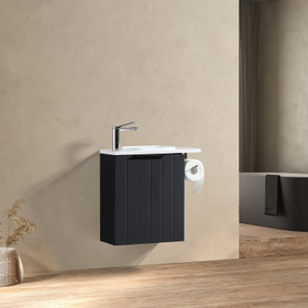 Noe Wall Vanity With Top and Holder 440mm - Matte Black Noe Wall Vanity With Top and Holder 440mm - Matte Black