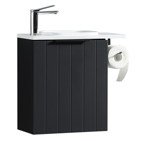 Noe Wall Vanity With Top and Holder 440mm - Matte Black Noe Wall Vanity With Top and Holder 440mm - Matte Black