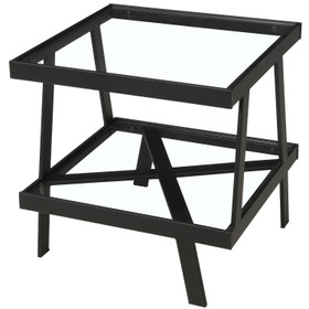 Rhodes Square Glass End Table - Matte Black Rhodes Square Glass End Table - Matte Black