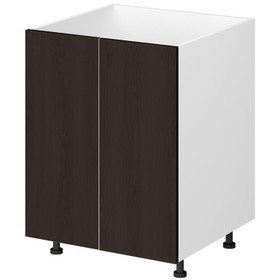 Kitchen Base Cabinet 2 Door 600mm Flat Pack - Dark Woodgrain