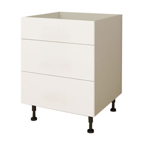 Kitchen Base Cabinet 3 Drawer 450mm Flat Pack - Matte White