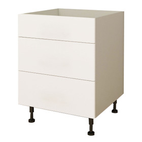 Kitchen Base Cabinet 3 Drawer 600mm Flat Pack - Matte White