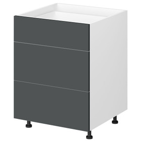 Kitchen Base Cabinet 3 Drawer 800mm Flat Pack - Dark Grey Kitchen Base Cabinet 3 Drawer 800mm Flat Pack - Dark Grey