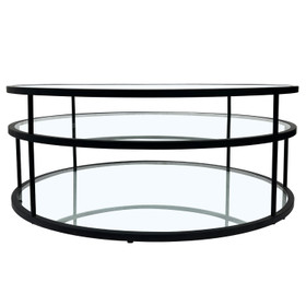 Antibes Round Glass Coffee Table - Matte Black