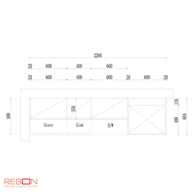 Complete Kitchen Cabinet Set Natural Oak - 2260mm - DW Complete Kitchen Cabinet Set Natural Oak - 2260mm - DW