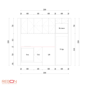 Complete Kitchen Cabinet Set Natural Oak - 2260mm - DW Complete Kitchen Cabinet Set Natural Oak - 2260mm - DW