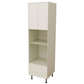 Kitchen Oven and Microwave Tower 600 + 390mm - Shaker White Lacquer