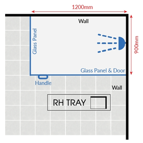 Avalon 1200x900mm Black Frameless Rectangle Right Hand Shower Avalon 1200x900mm Black Frameless Rectangle Right Hand Shower