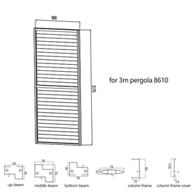 Louvre Wall Shutter for Pergola Timber Grain - 90cm