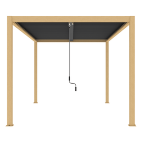 Louvre Roof Pergola 3m x 4m Aluminium Freestanding - Timber Grain & Dark Grey