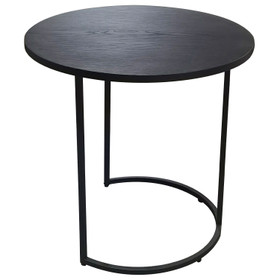 Geneva Round Black Oak Side Table - 600mm