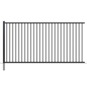 Aluminium Fence Panel 2.4 x 1.2m with Ground Post - Black
