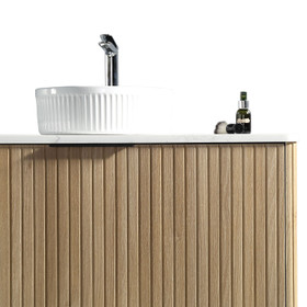 Dune Wall Vanity with Carlina Countertop and Vessel Basin 1000mm - Oak