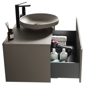 Moda Wall Vanity with Countertop and Vessel Basin 1000mm - Matte Grey
