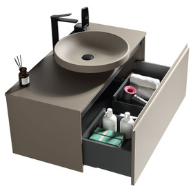 Moda Wall Vanity with Countertop and Vessel Basin 1000mm - Matte Grey